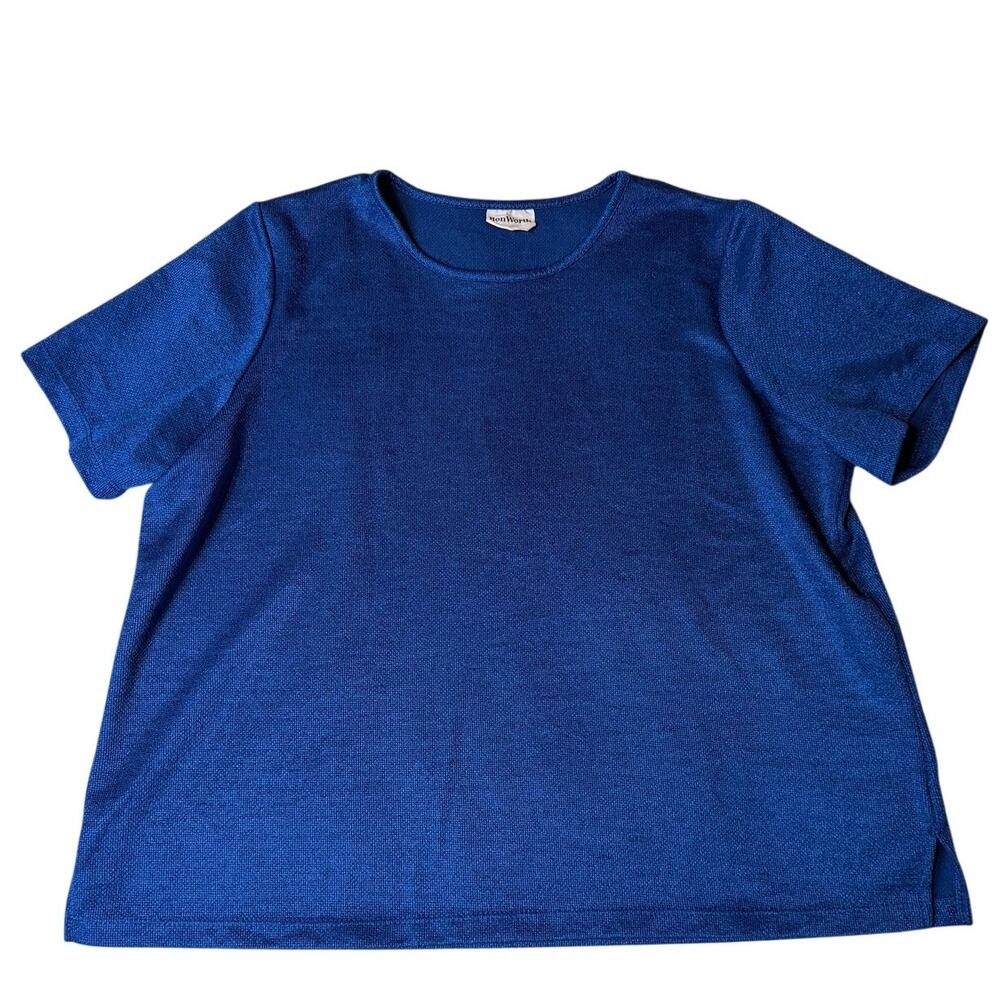 Bon Worth Colbalt Blue Short Sleeve Textured Tee Size XL